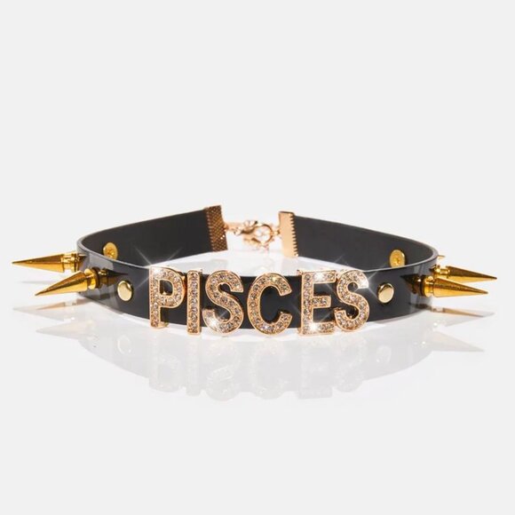 HOROSCOPEZ ✦ Undivided Attention Spike Choker ✦ Pisces ✦ Gold ✦ Vinyl ✦ NWT - Picture 2 of 3